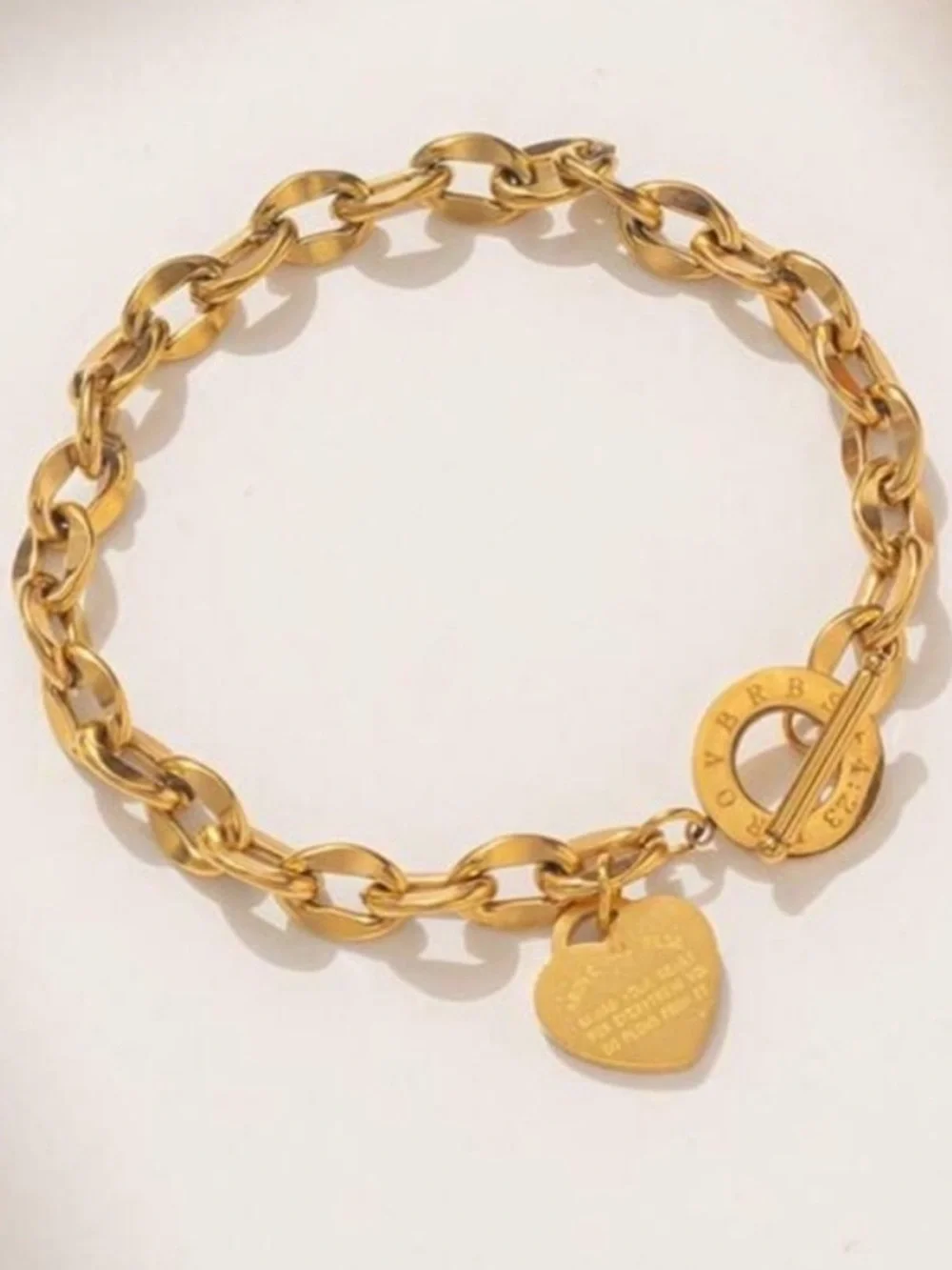 Gold Heart Toggle Chain Bracelet
